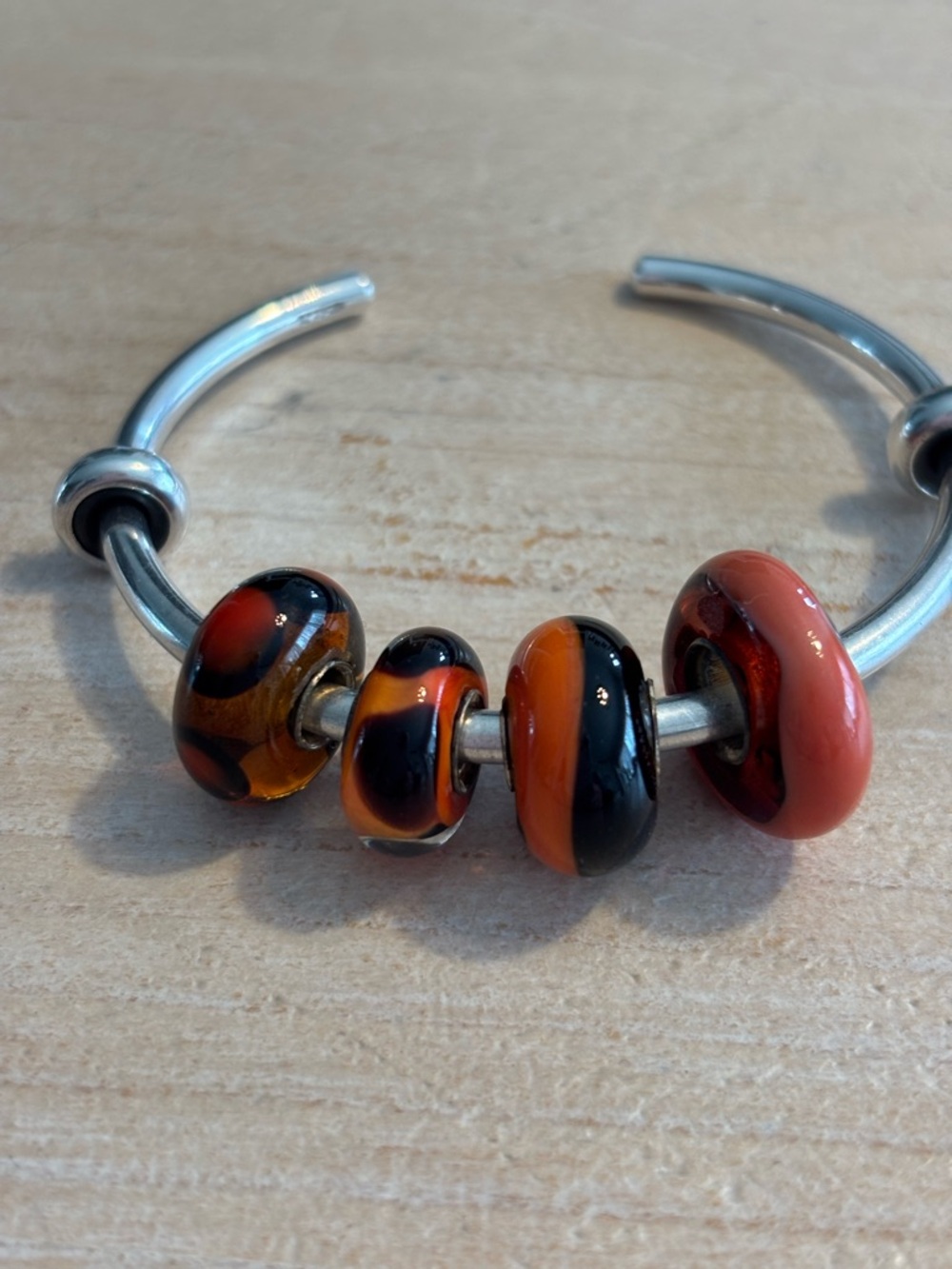 Glass beads with sterling silver core